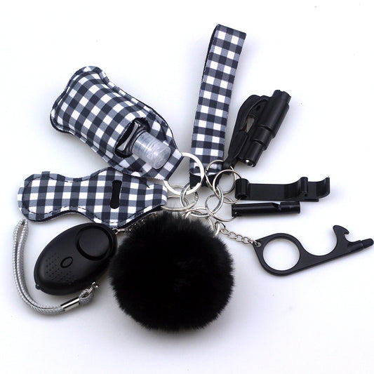 Chic Grid Self-Defense Keychain Pack: Security and Style in All Elegance