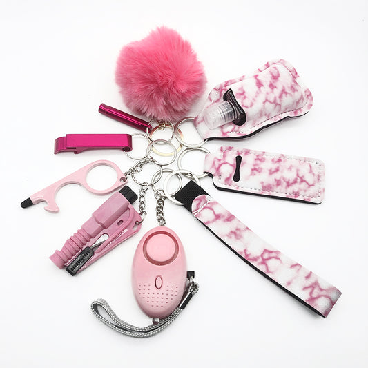 Pink Marble Effect Self-Defense Keychain Pack: Marbled Elegance