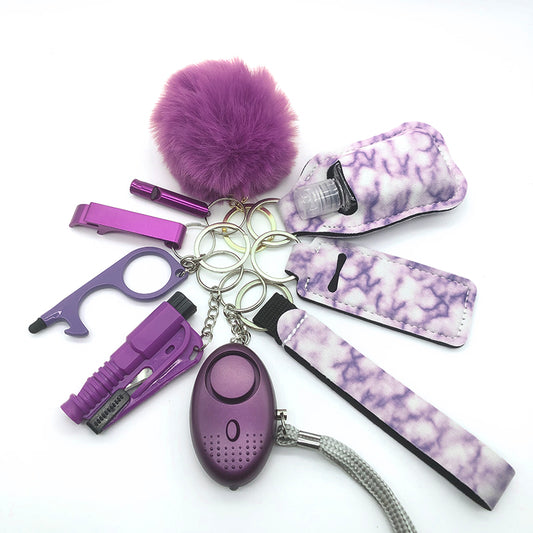 Cottony Self-Defense Keychain Pack: Softness and Safety in Purple and White